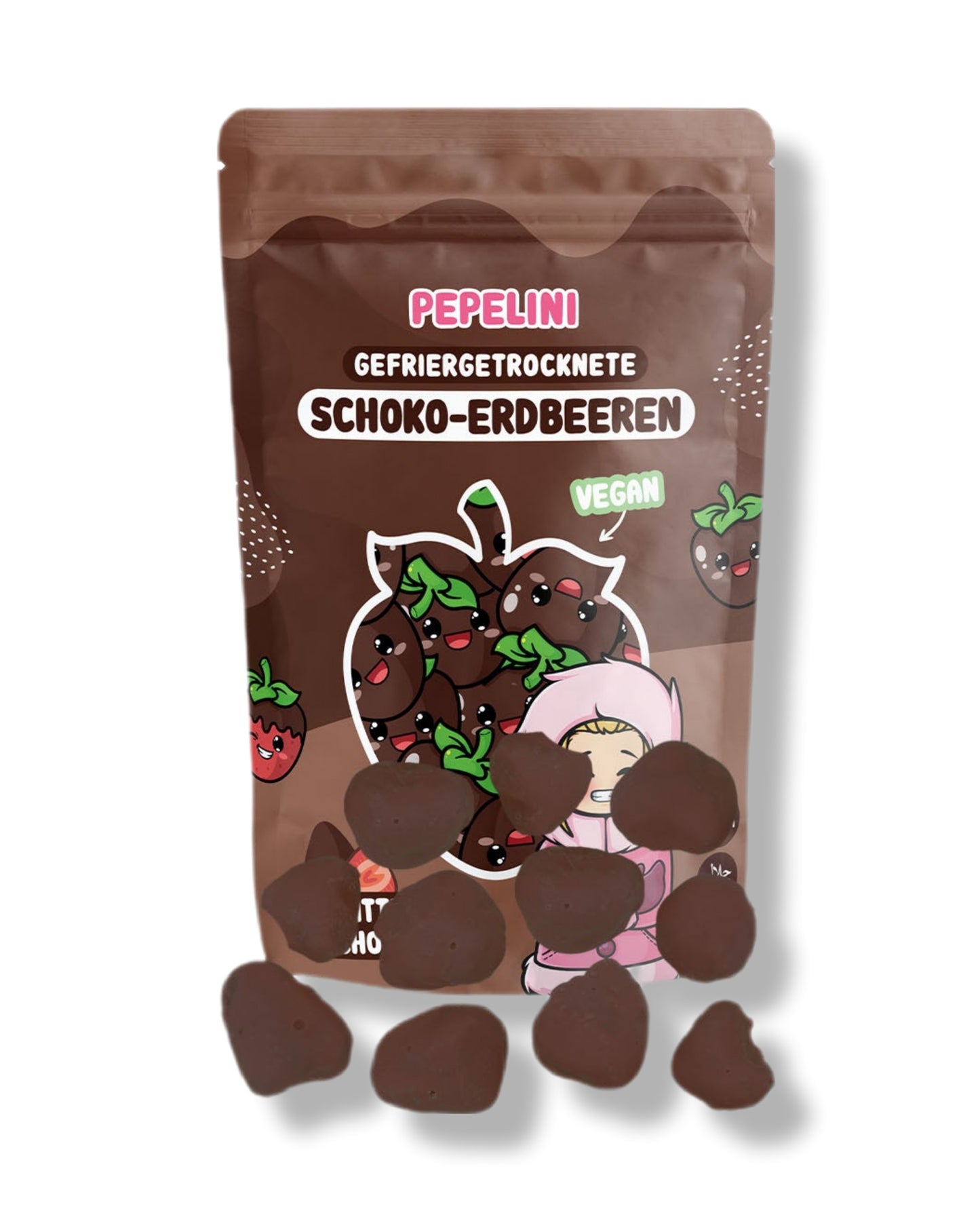 Pepelini`s Gefriergetrocknete Schoko Erdbeeren Vegane Zartbitter Schokolade